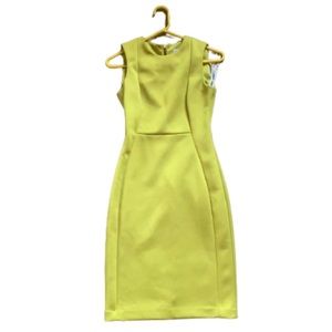 Calvin Klein yellow neon chartreuse body-con dress